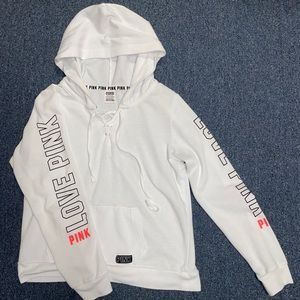 PINK White Long-Sleeve Hoodie